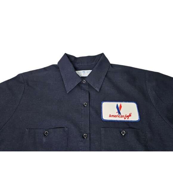 VTG American Eagle Airlines Mechanic Maintenance Shirt Blue Size XL Aviation - Picture 2 of 7